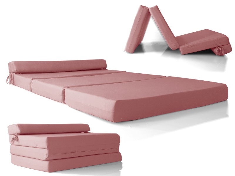 Καναπές - Κρεβάτι Flip Sofa σομόν - ροζ Kansas με φερμουάρ