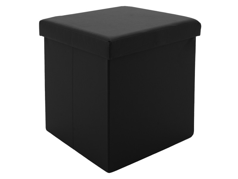 Σκαμπό-Μπαούλο Crystal Pu Μαύρο 38X38X38Εκ