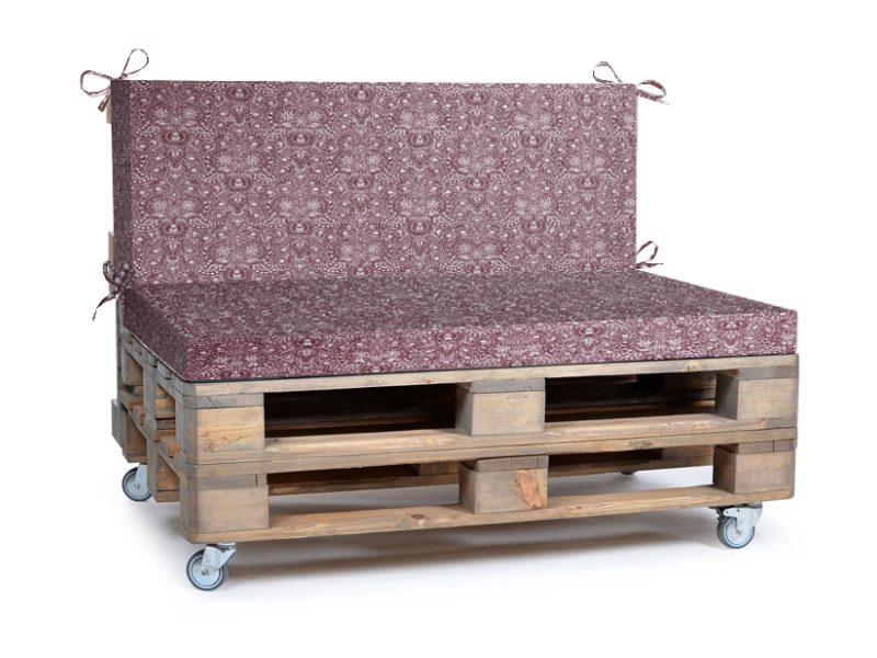 Μαξιλάρι για καναπέδες με κορδόνια στην πλάτη Με Σχέδιο Sefu 301 - Λονέτα Ύφασμα Βυσσινί Με Σχέδιο