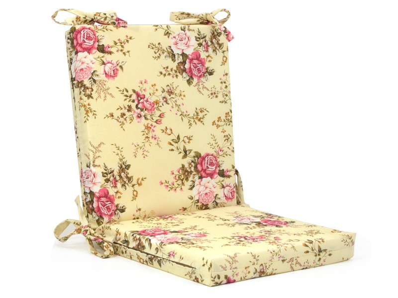 Μαξιλάρι καρέκλας λονέτα με κορδόνια στην πλάτη σχέδιο Floral Rakel 101