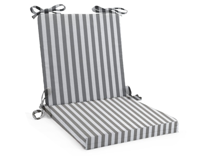 Μαξιλάρι αδιάβροχο 100% PP Olefin καρέκλας με κορδόνια στην πλάτη με ρίγες γκρι