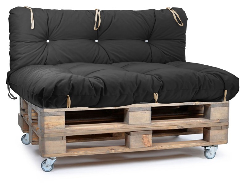 Μαξιλάρι αδιάβροχο για καναπέ με ενσωματωμένη πλάτη Μονόχρωμο μαύρο από ομπρελόπανο
