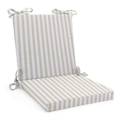 Μαξιλάρι αδιάβροχο 100% PP Olefin καρέκλας με κορδόνια στην πλάτη με ρίγες μπεζ