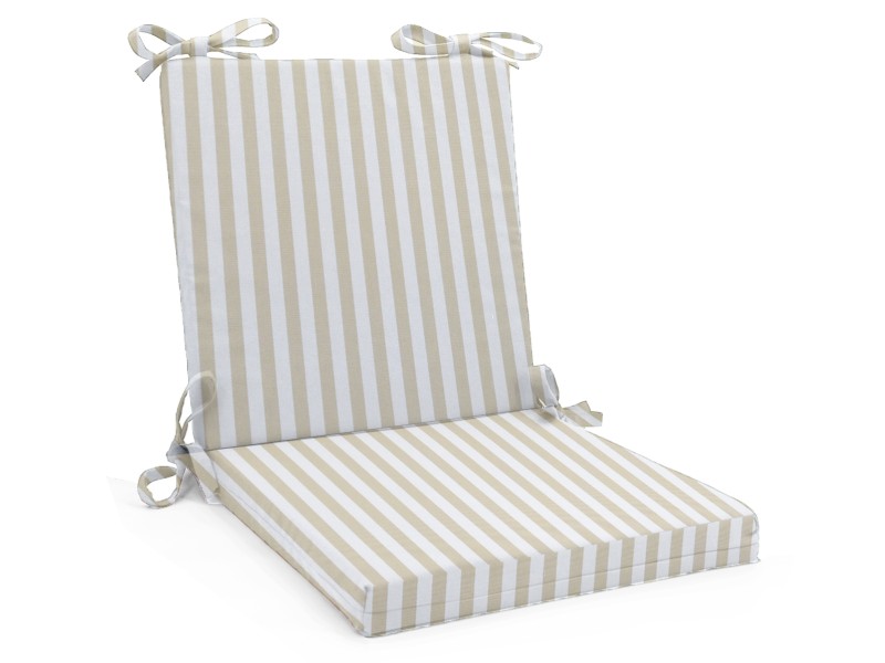 Μαξιλάρι αδιάβροχο 100% PP Olefin καρέκλας με κορδόνια στην πλάτη με ρίγες μπεζ