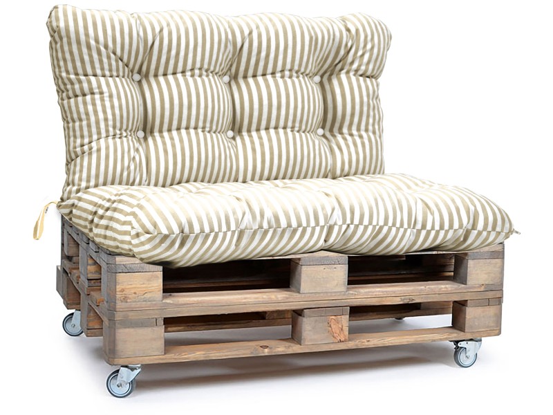 Μαξιλάρι αδιάβροχο για καναπέ με ενσωματωμένη πλάτη μπεζ με ρίγες 100% PP Olefin