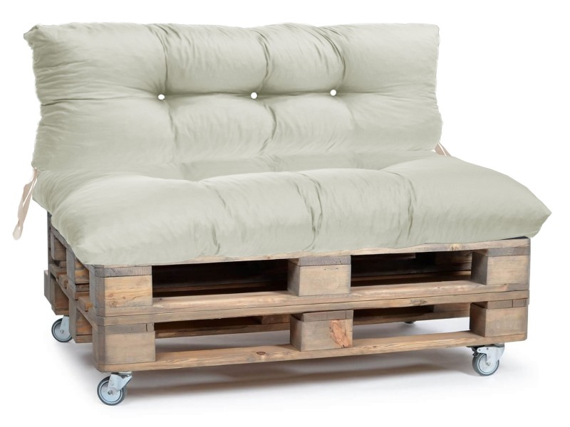 Μαξιλάρι για καναπέ με ενσωματωμένη πλάτη - Μονόχρωμο εκρού Κρετόν ύφασμα