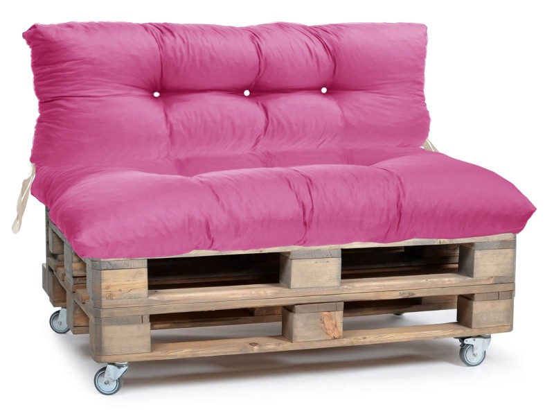 Μαξιλάρι για καναπέ με ενσωματωμένη πλάτη - Μονόχρωμο φούξια Κρετόν ύφασμα