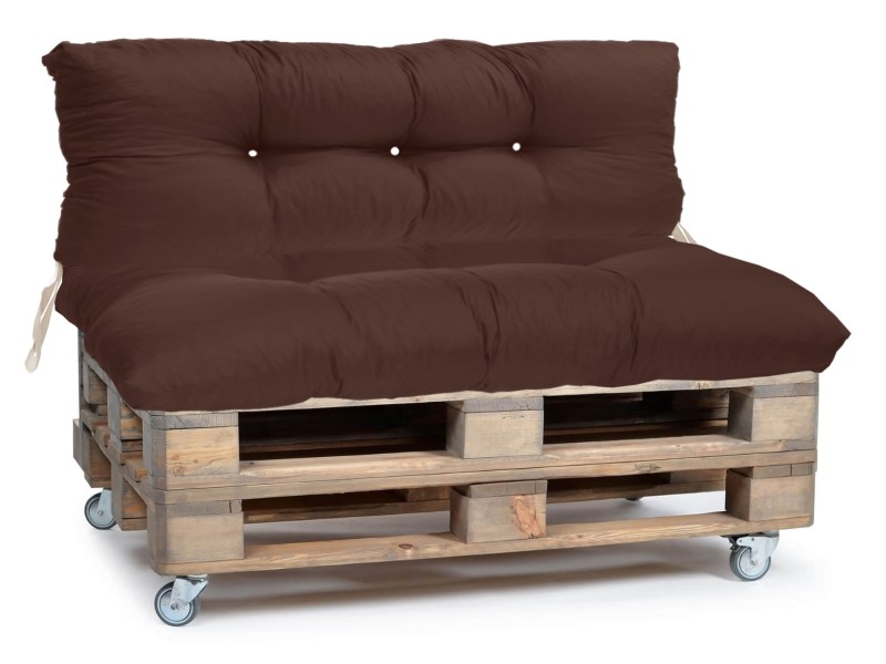 Μαξιλάρι για καναπέ με ενσωματωμένη πλάτη - Μονόχρωμο καφέ Κρετόν ύφασμα