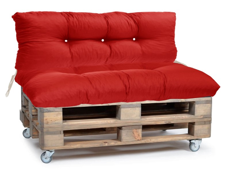 Μαξιλάρι για καναπέ με ενσωματωμένη πλάτη - Μονόχρωμο κόκκινο Κρετόν ύφασμα
