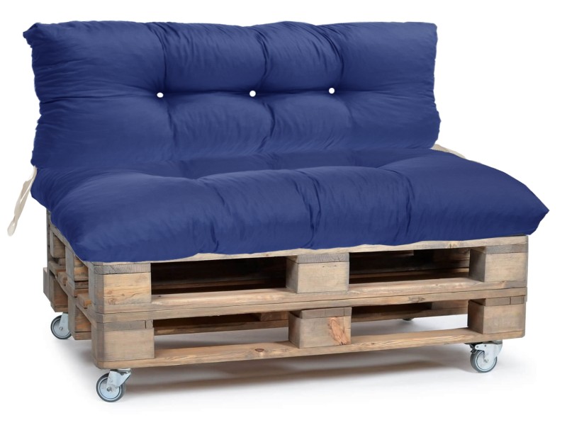 Μαξιλάρι για καναπέ με ενσωματωμένη πλάτη - Μονόχρωμο μπλέ Κρετόν ύφασμα