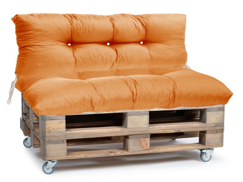 Μαξιλάρι για καναπέ με ενσωματωμένη πλάτη - Μονόχρωμο πορτοκαλί Κρετόν ύφασμα