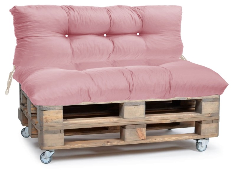 Μαξιλάρι για καναπέ με ενσωματωμένη πλάτη - Μονόχρωμο Σομόν ύφασμα