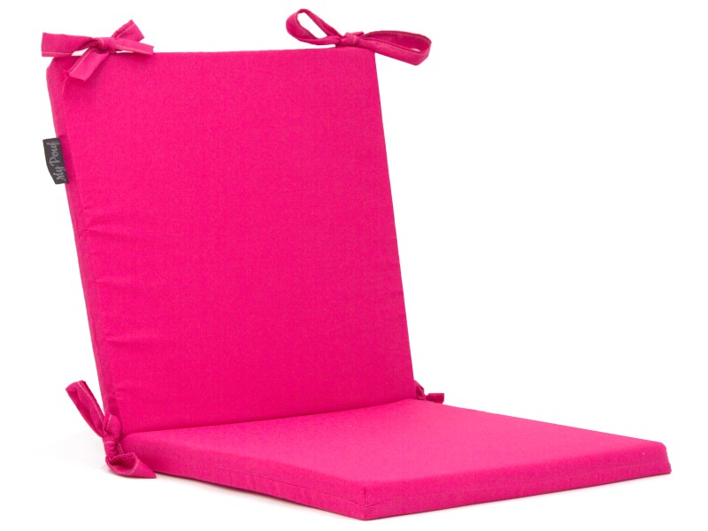 Μαξιλάρι καρέκλας με κορδόνια στην πλάτη μονόχρωμο φούξια - Ύφασμα Κρετόν