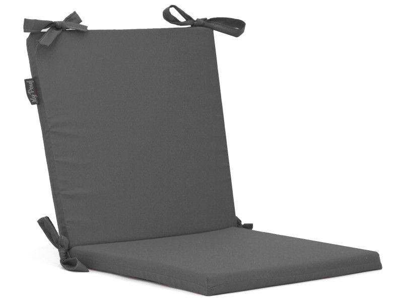 Μαξιλάρι καρέκλας με κορδόνια στην πλάτη μονόχρωμο γκρι - Ύφασμα Κρετόν