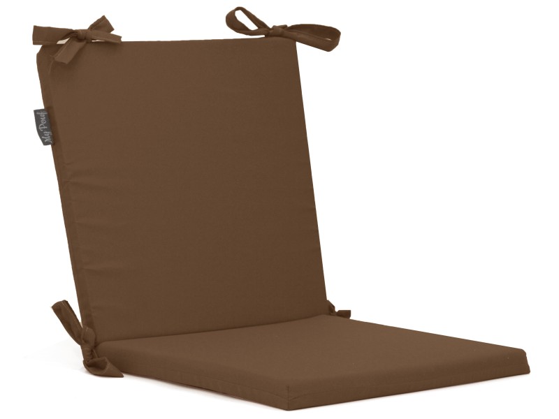 Μαξιλάρι καρέκλας με κορδόνια στην πλάτη μονόχρωμο καφέ - Ύφασμα Κρετόν