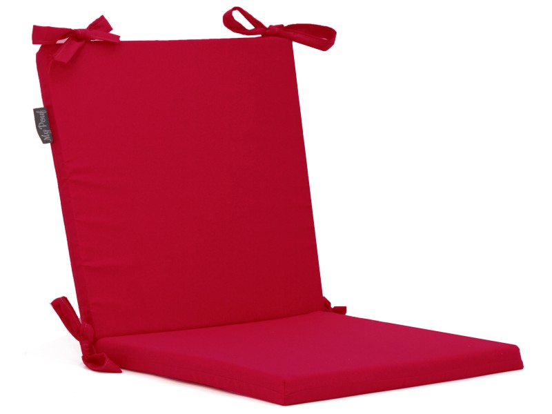 Μαξιλάρι καρέκλας με κορδόνια στην πλάτη μονόχρωμο κόκκινο - Ύφασμα Κρετόν