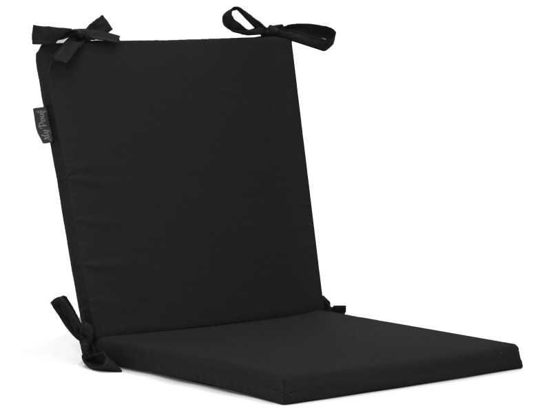 Μαξιλάρι καρέκλας με κορδόνια στην πλάτη μονόχρωμο μαύρο - Ύφασμα Κρετόν