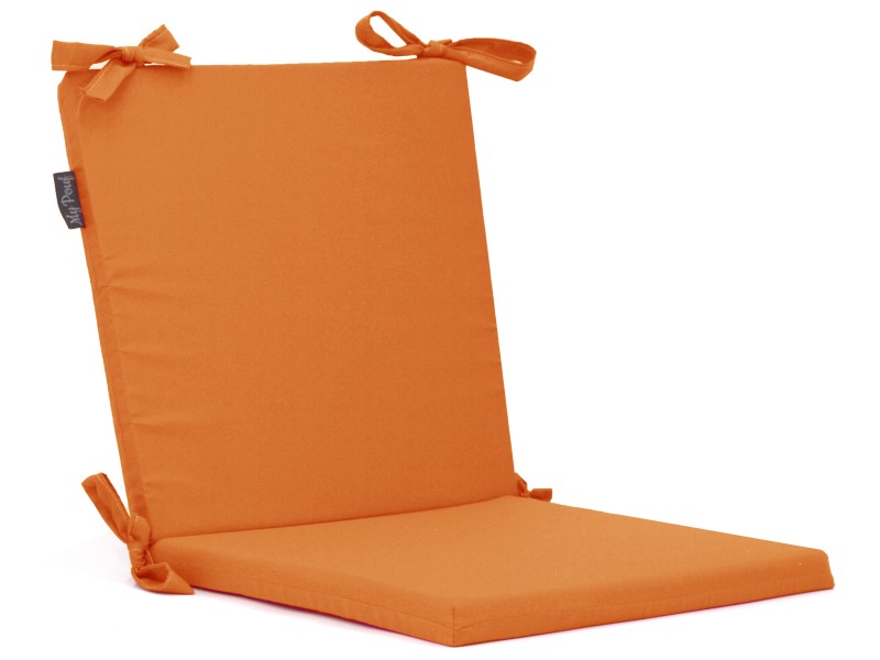 Μαξιλάρι καρέκλας με κορδόνια στην πλάτη μονόχρωμο πορτοκαλί - Ύφασμα Κρετόν