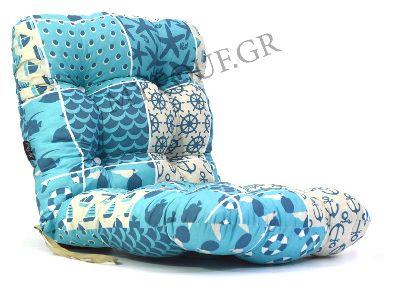Μαξιλάρι κάθισμα με πλάτη με κουμπιά - Σχέδιο Summer | Ύφασμα Κρετόν