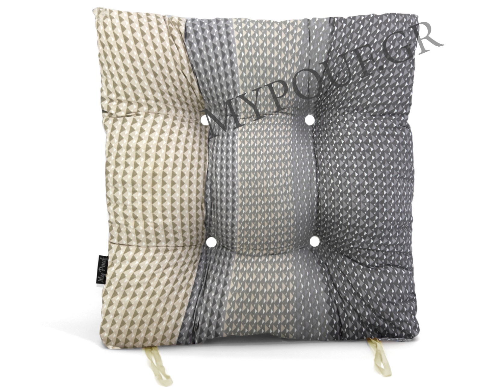 Μαξιλάρι κάθισμα μπαμπού με κουμπιά Sahara | Κρετόν ύφασμα | Mypouf.gr