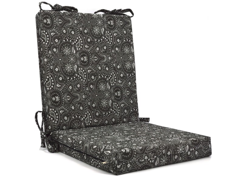 Μαξιλάρι καρέκλας Sefu 850 λονέτα με κορδόνια στην πλάτη Μαύρο Με Σχέδιο
