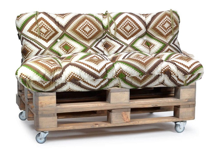 Μαξιλάρι για καναπέ με ενσωματωμένη πλάτη - Σχέδιο Rhombus Κρετόν ύφασμα