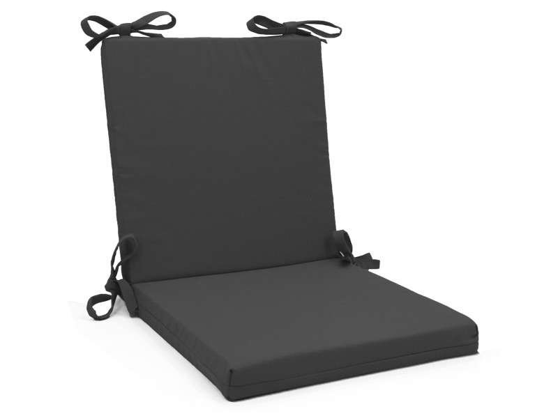 Μαξιλάρι καρέκλας λονέτα με κορδόνια στην πλάτη μονόχρωμο ανθρακί
