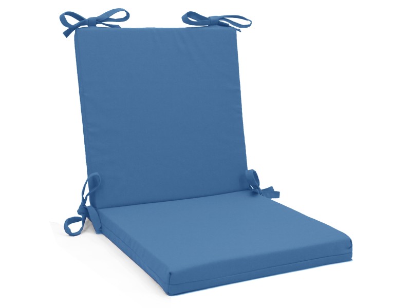 Μαξιλάρι καρέκλας λονέτα με κορδόνια στην πλάτη μονόχρωμο γαλάζιο