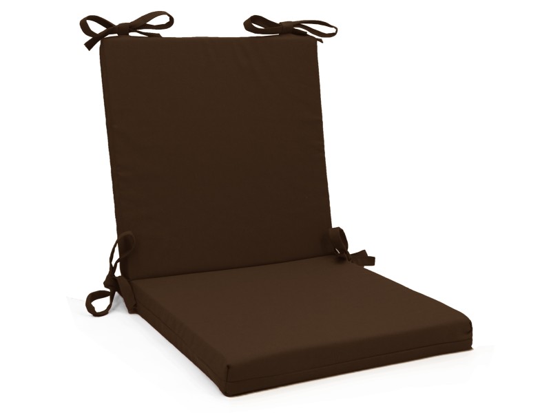 Μαξιλάρι καρέκλας λονέτα με κορδόνια στην πλάτη μονόχρωμο καφέ