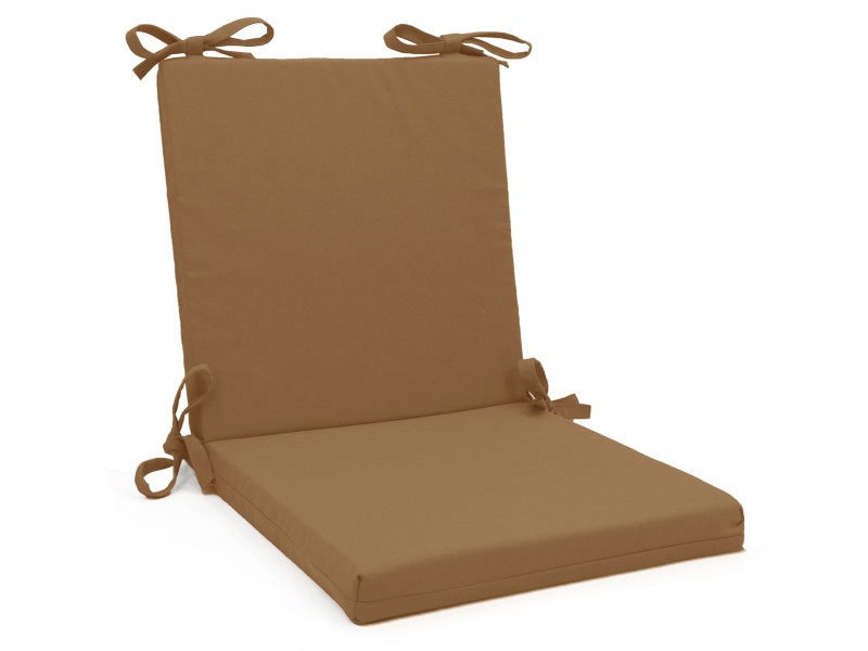 Μαξιλάρι καρέκλας λονέτα με κορδόνια στην πλάτη μονόχρωμο Caramel