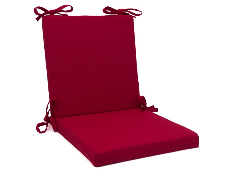 Μαξιλάρι καρέκλας λονέτα με κορδόνια στην πλάτη μονόχρωμο κόκκινο