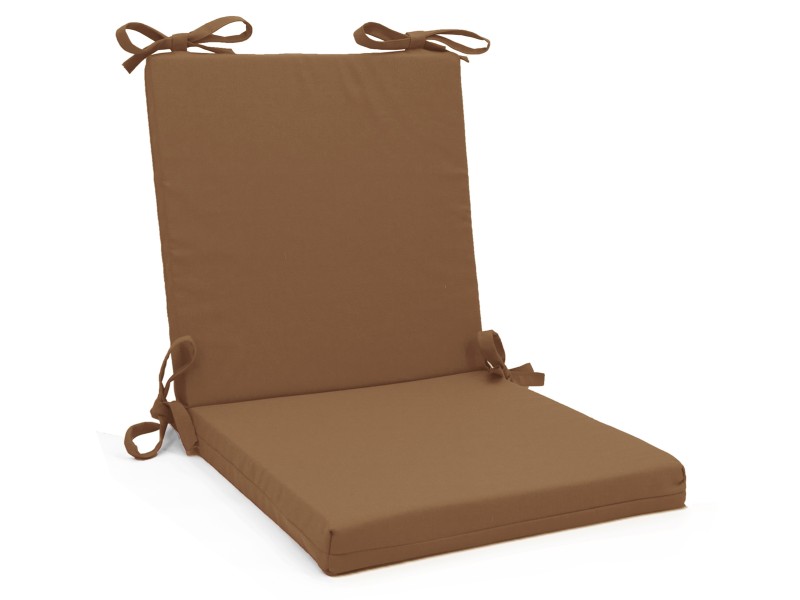 Μαξιλάρι καρέκλας λονέτα με κορδόνια στην πλάτη μονόχρωμο μόκα
