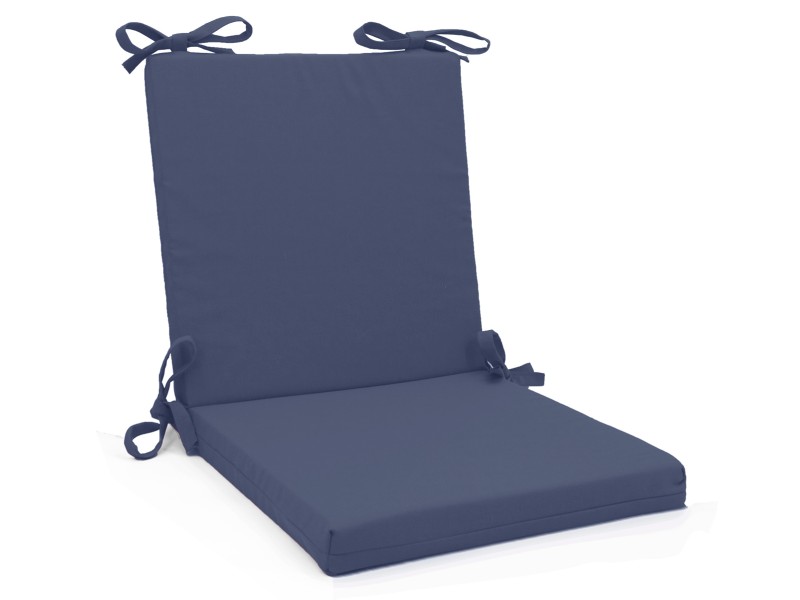 Μαξιλάρι καρέκλας λονέτα με κορδόνια στην πλάτη μονόχρωμο μπλέ Denim