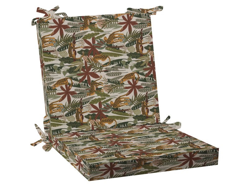Μαξιλάρι καρέκλας Σχέδιο Jungle λονέτα με κορδόνια στην πλάτη