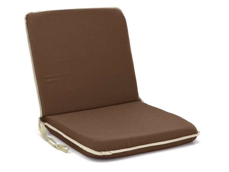 Μαξιλάρι καρέκλας με πλάτη λονέτα μονόχρωμο καφέ με ρέλι