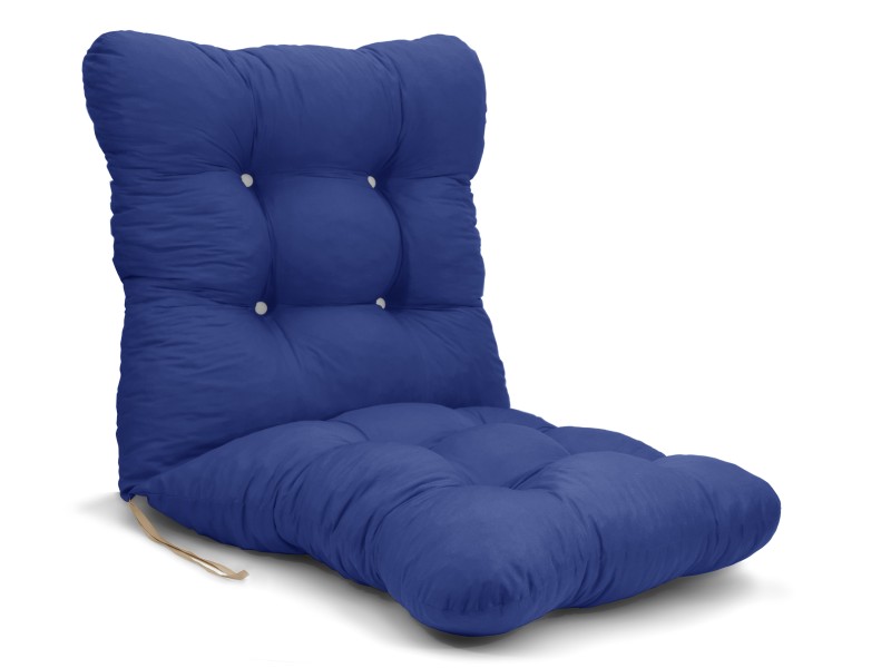 Μαξιλάρι κάθισμα με πλάτη μπαμπού - Κρετόν μπλέ ύφασμα