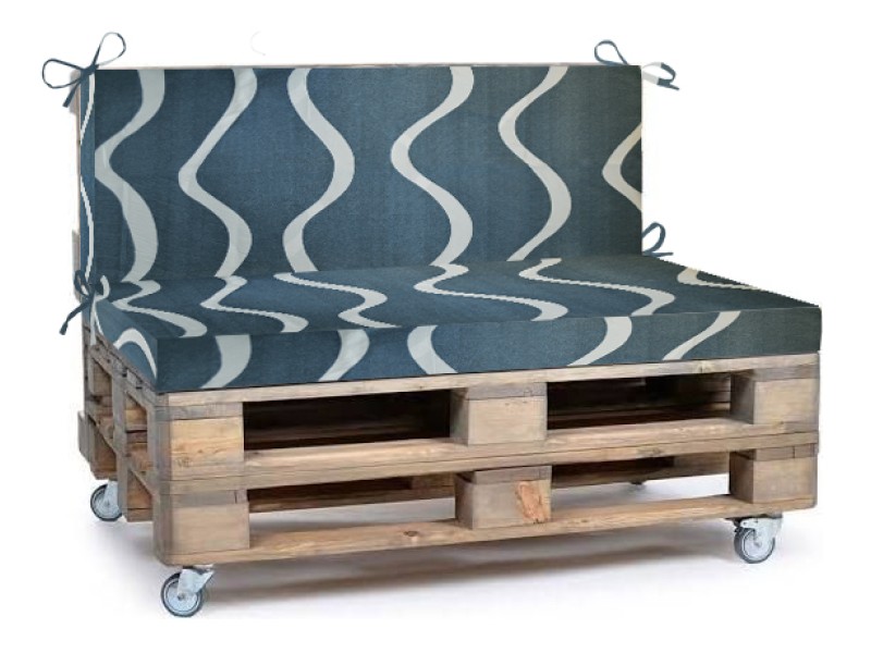 Μαξιλάρι για καναπέδες κρετόν με κορδόνια στην πλάτη Μπλέ Denim Με Σχέδιο Warren