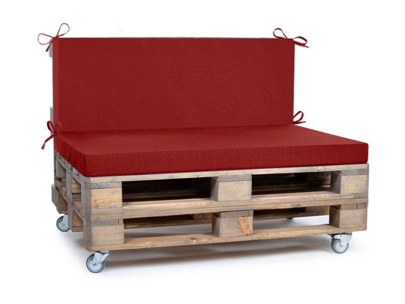 Μαξιλάρι για καναπέδες λονέτα με κορδόνια στην πλάτη μονόχρωμο κόκκινο