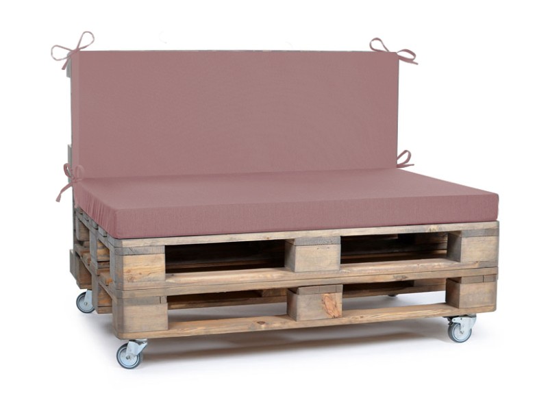 Μαξιλάρι για καναπέδες λονέτα με κορδόνια στην πλάτη μονόχρωμο ροζ - σομόν
