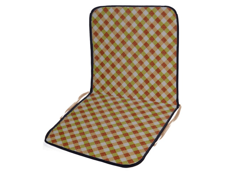 Μαξιλάρι καρέκλας με πλάτη λονέτα Σχέδιο Καρώ Λαχανί - Μπέζ
