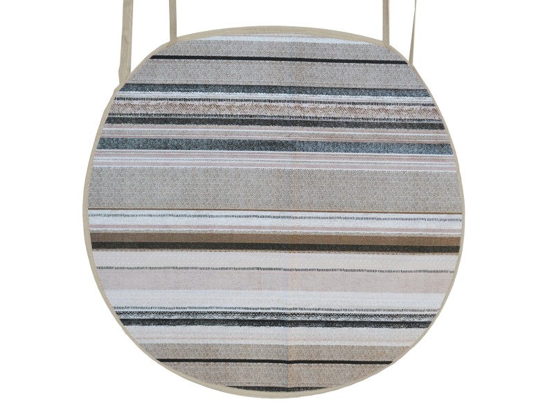Μαξιλάρι καρέκλας με ρέλι στρογγυλό  κρετόν ρίγες Sand χρώματα