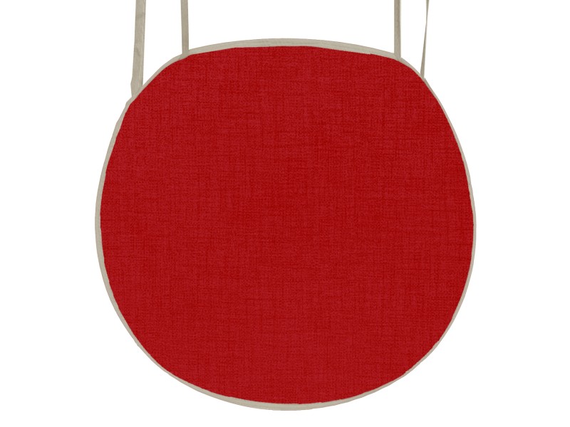 Μαξιλάρι καρέκλας με ρέλι στρογγυλό λονέτα κόκκινη
