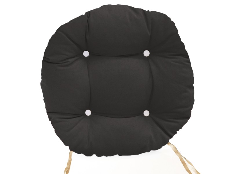 Μαξιλάρι στρογγυλό κάθισμα μπαμπού - Λονέτα μονόχρωμο μαύρο