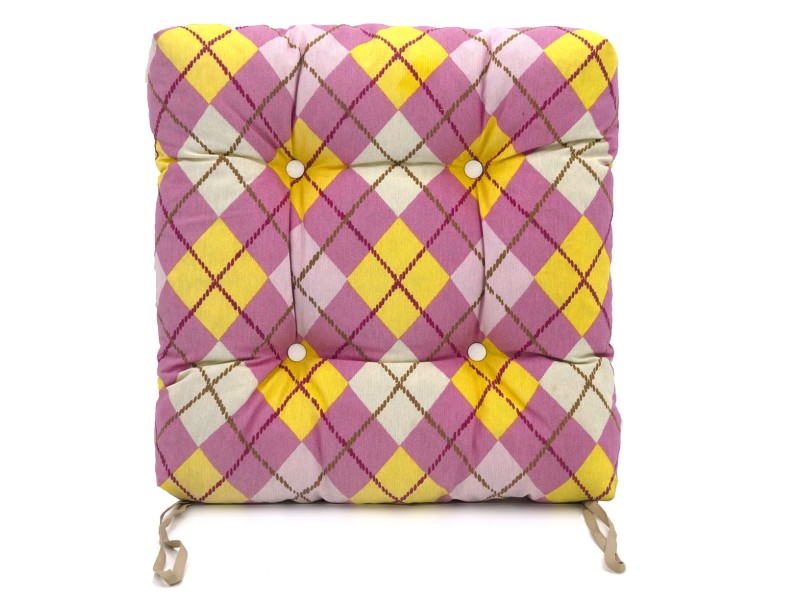 Μαξιλάρι Μπαμπού Μονό Κάθισμα Λονετα Καρώ Ροζ -(Ma-Bit-203) 50 X 50 Εκ.