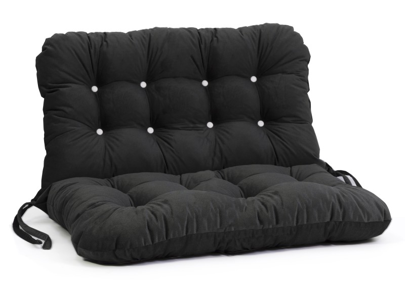 Μαξιλάρι Velure για καναπέ με ενσωματωμένη πλάτη - Μονόχρωμο μαύρο