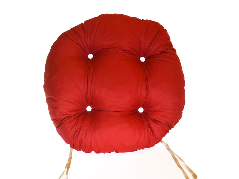 Μαξιλάρι κάθισμα μπαμπού στρογγυλό - Κρετόν κόκκινο ύφασμα