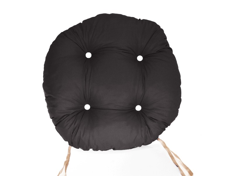 Μαξιλάρι κάθισμα μπαμπού στρογγυλό - Κρετόν μαύρο ύφασμα