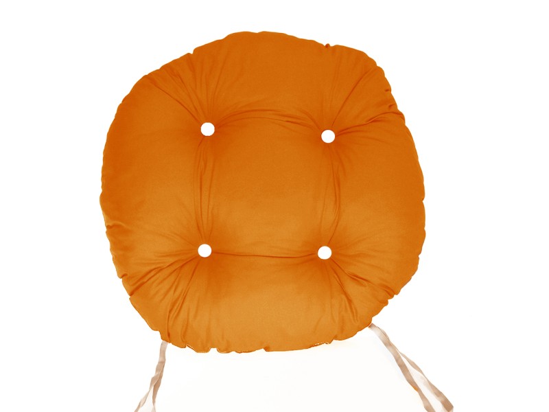 Μαξιλάρι κάθισμα μπαμπού στρογγυλό - Κρετόν πορτοκαλί ύφασμα