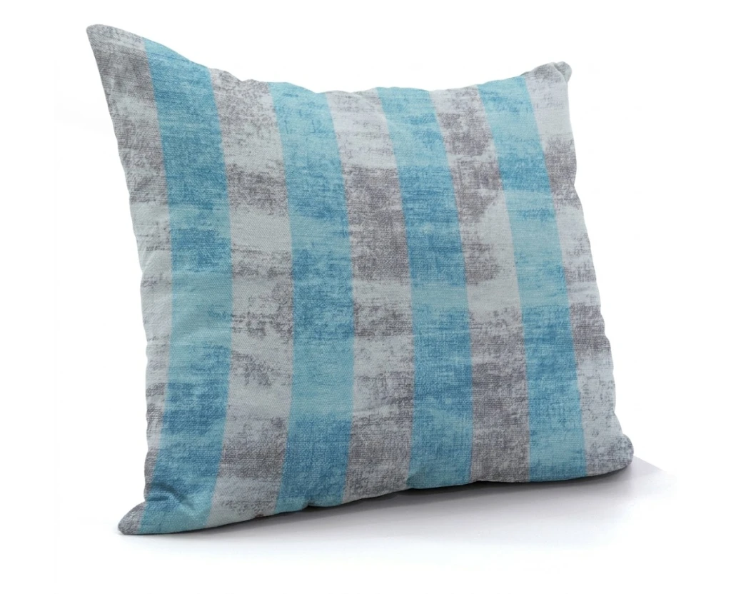 Μαξιλάρι καναπέ - δαπέδου wide stripes turquoise design | Ύφασμα Λονέτα | Mypouf.gr