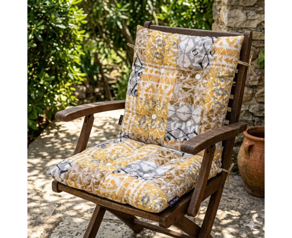 Μαξιλάρι κάθισμα μπαμπού Λονέτα Ύφασμα Kiowas design | Mypouf.gr